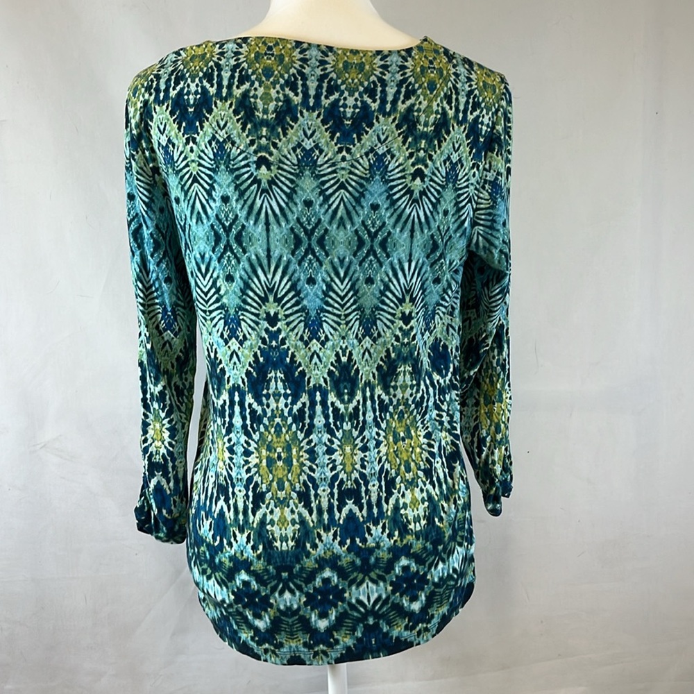 Chico's Abstract Ikat Geometric Tunic Top 1 Medium - Picture 4 of 5